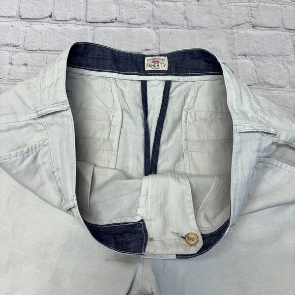 Faherty Men Flat Front Chino Shorts Size 33 Linen Blend D031 -18 - Picture 8 of 16